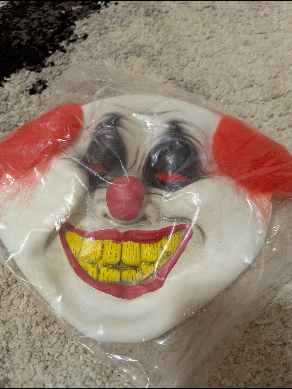 Scary Clown Costume Mask - Red, White, Yellow